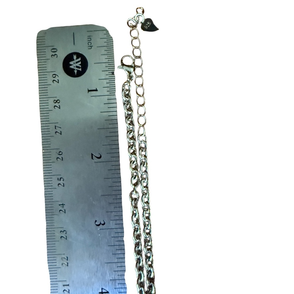 💎New Sterling Silver Pin & Heart CZ Crystal Necklace - Picture 6 of 6